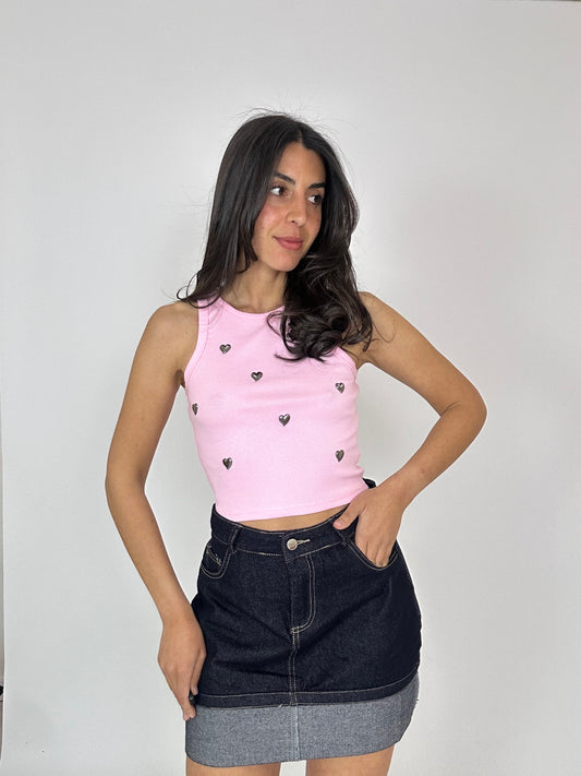 Canotta rosa con cuori