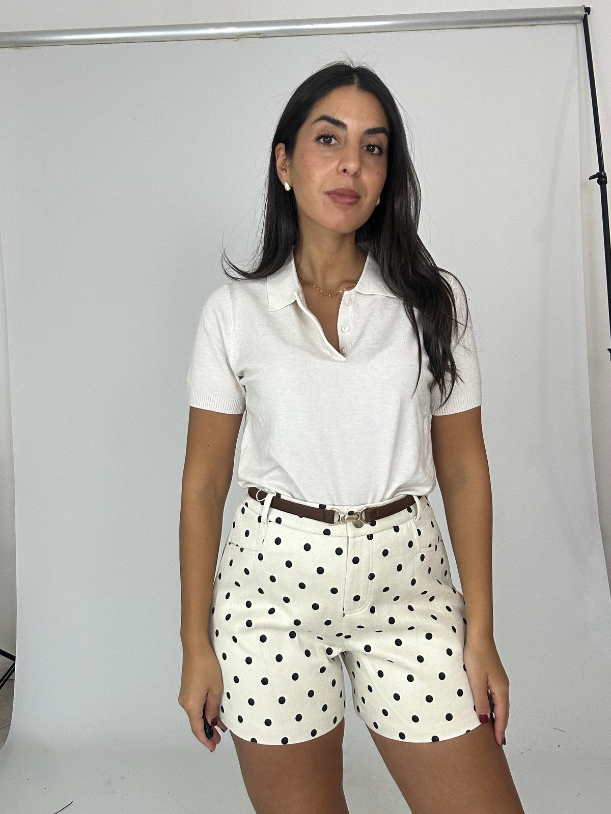 Pantaloncino in suede a pois