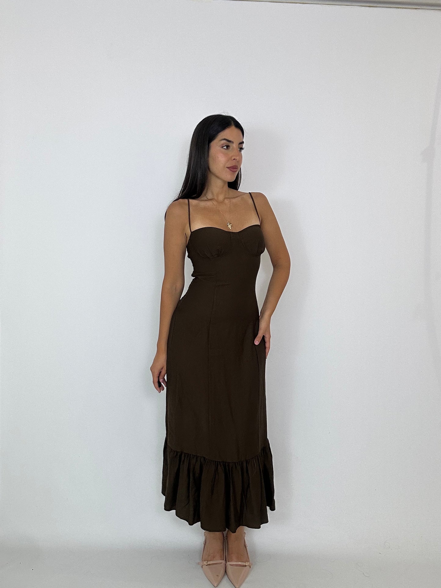 Abito in cotone marrone