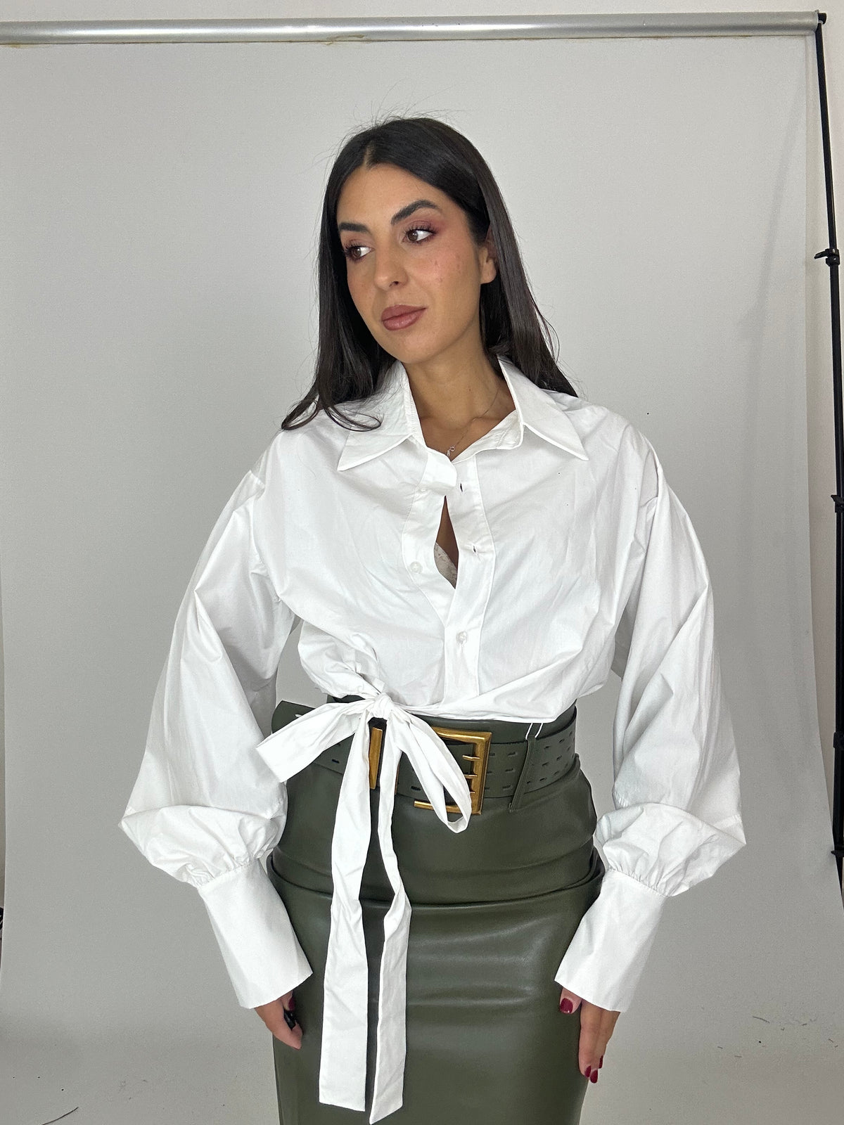 Camicia in cotone con fiocco
