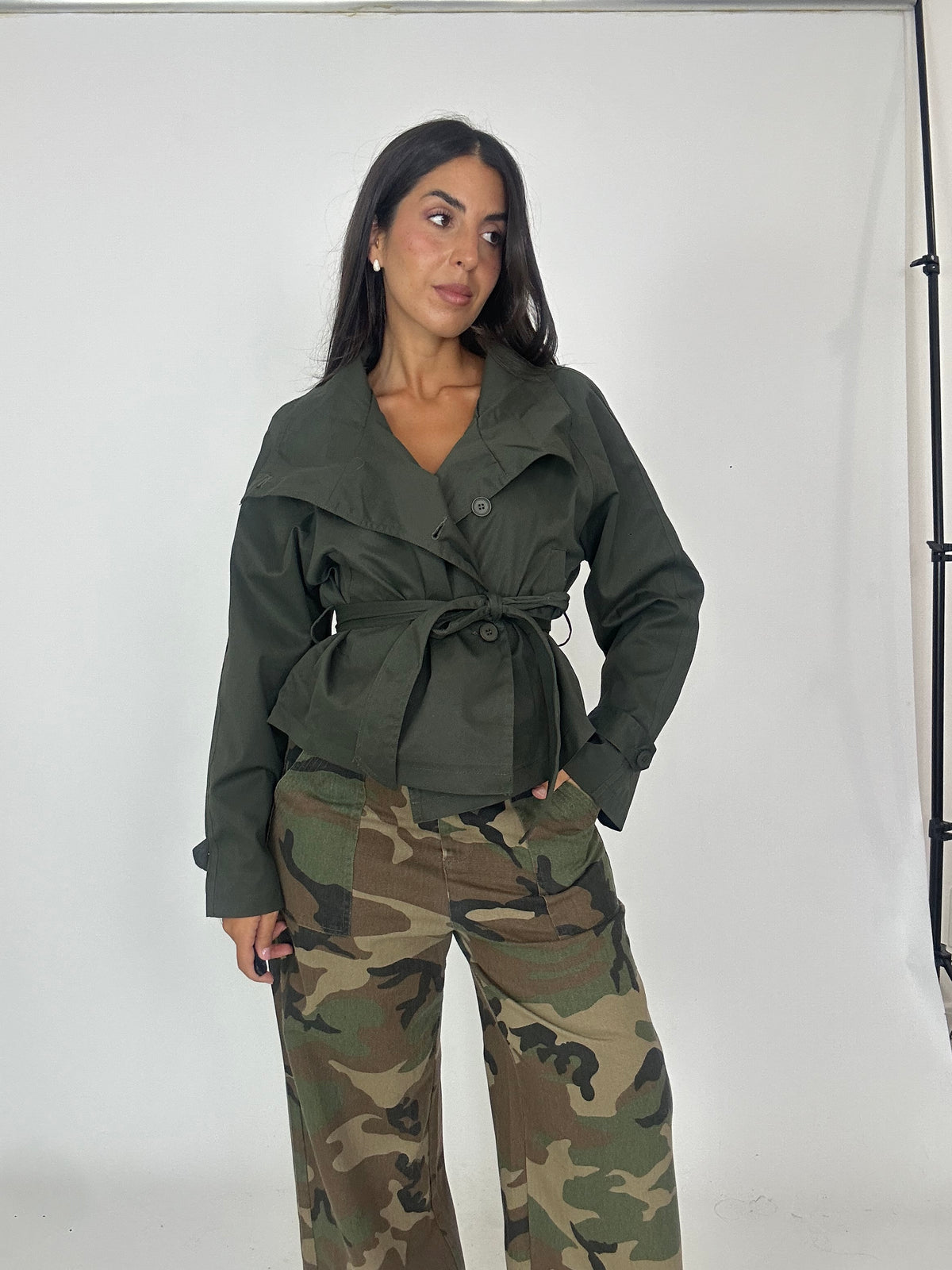 Trench crop avvitato verde