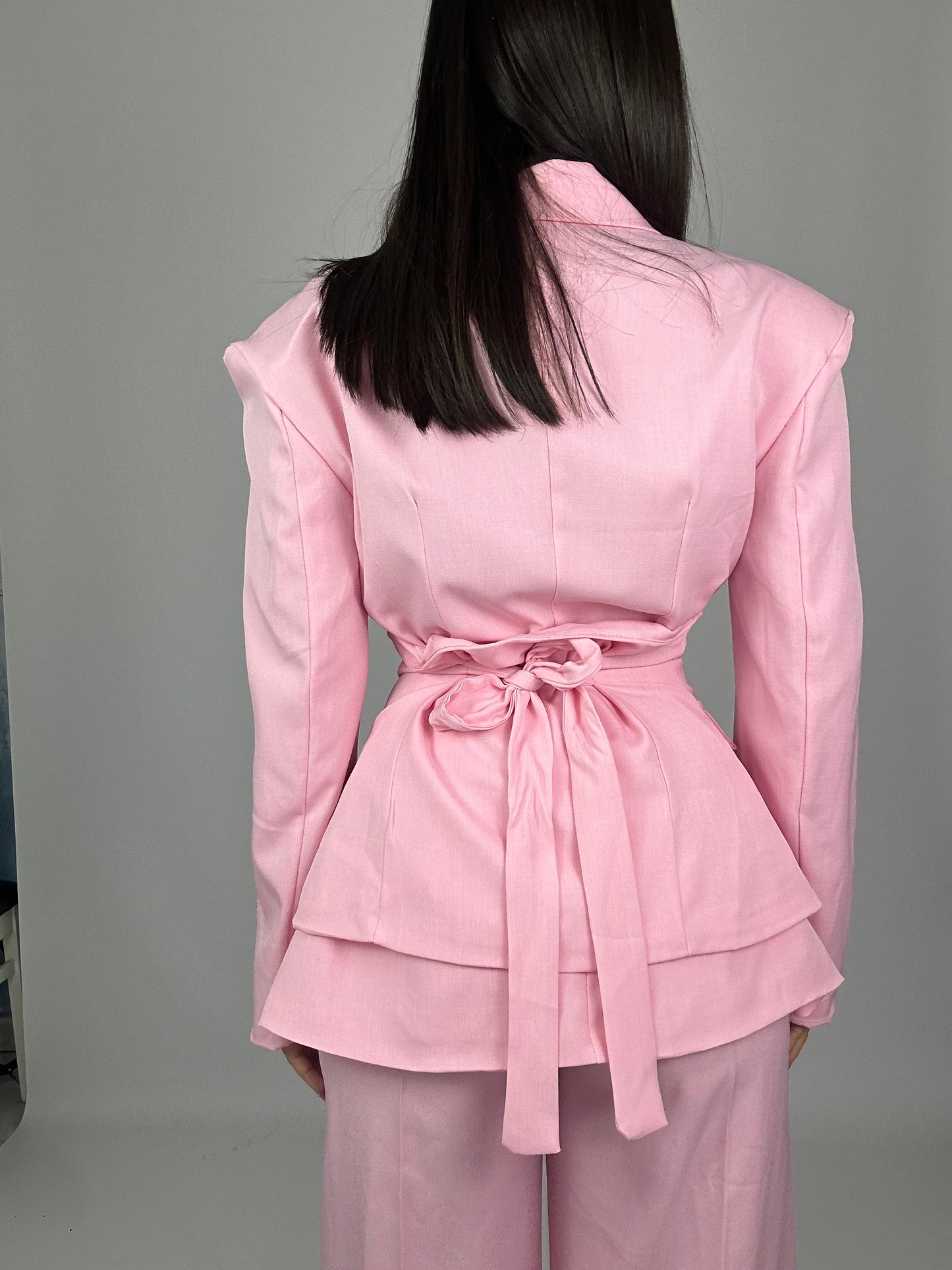 Tailleur Rosa Completo Blazer Pantaloni | Vita Corsetto Oversize Trend