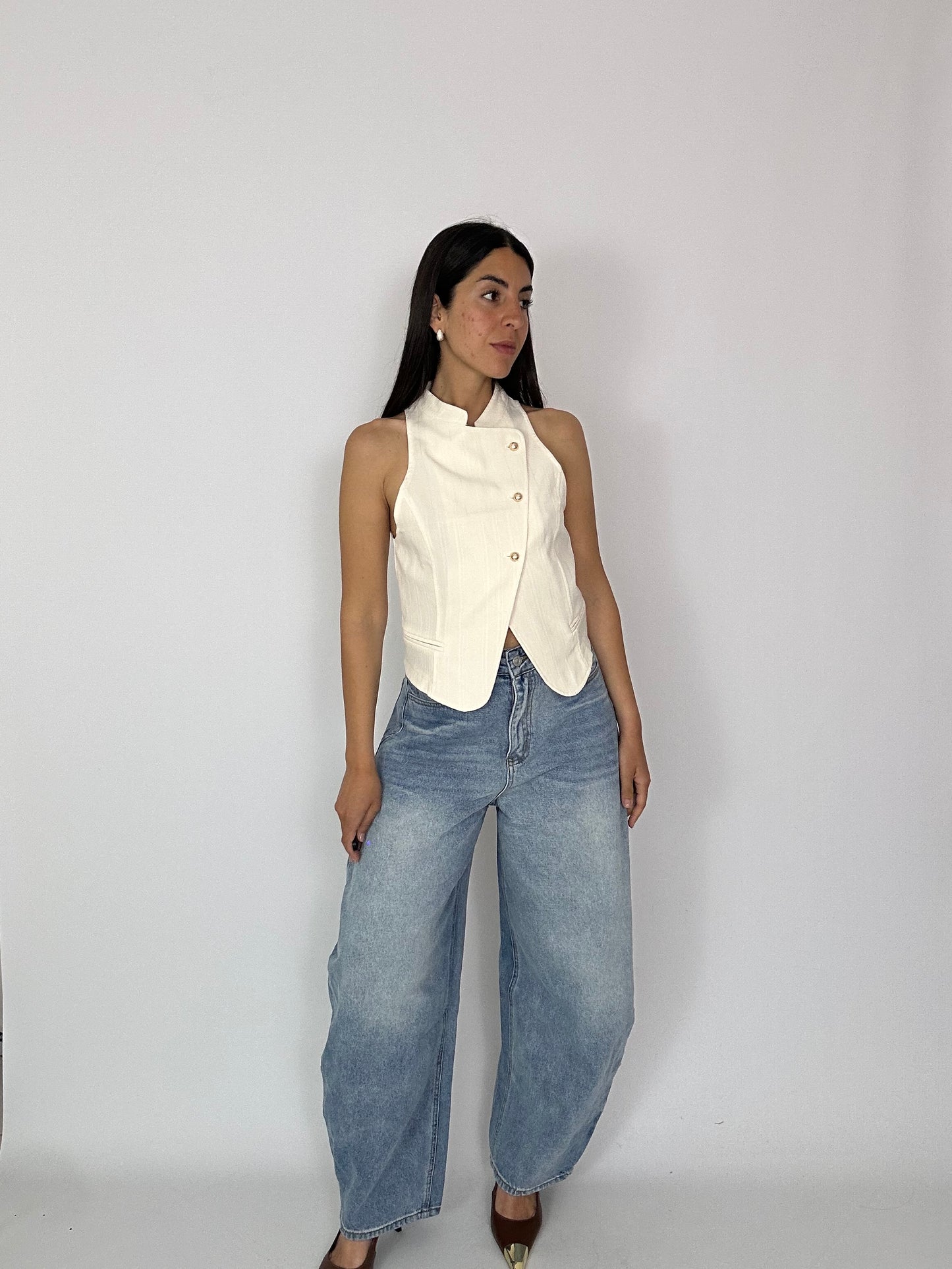 Jeans Balloon con fibbia in vita