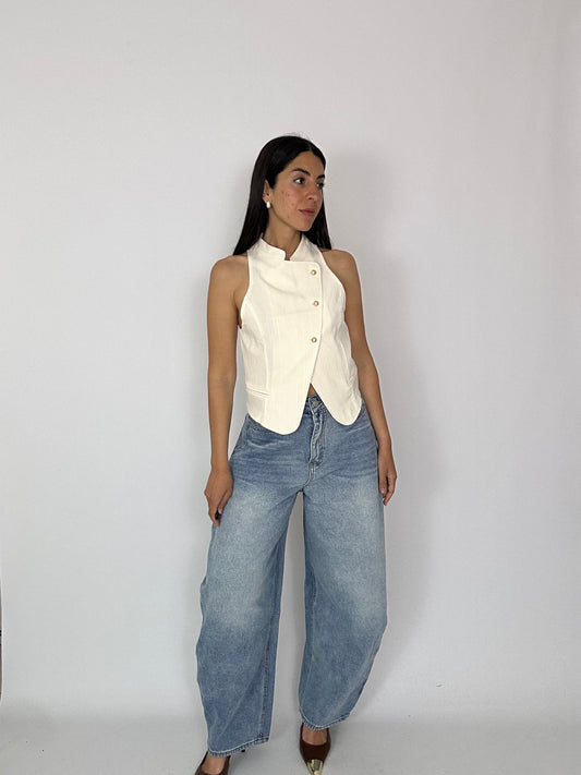 Jeans Balloon con fibbia in vita
