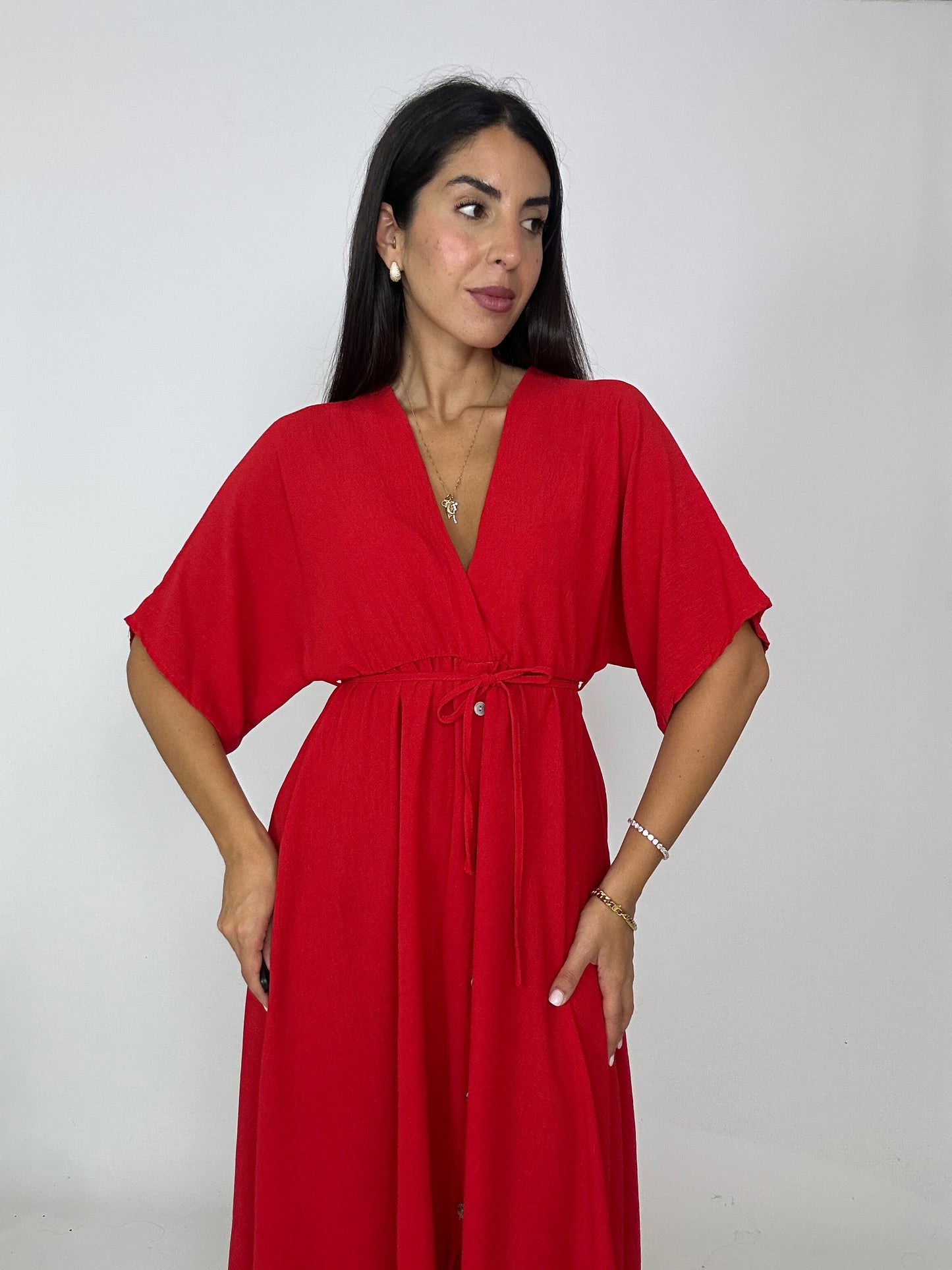 Vestito rosso con manica