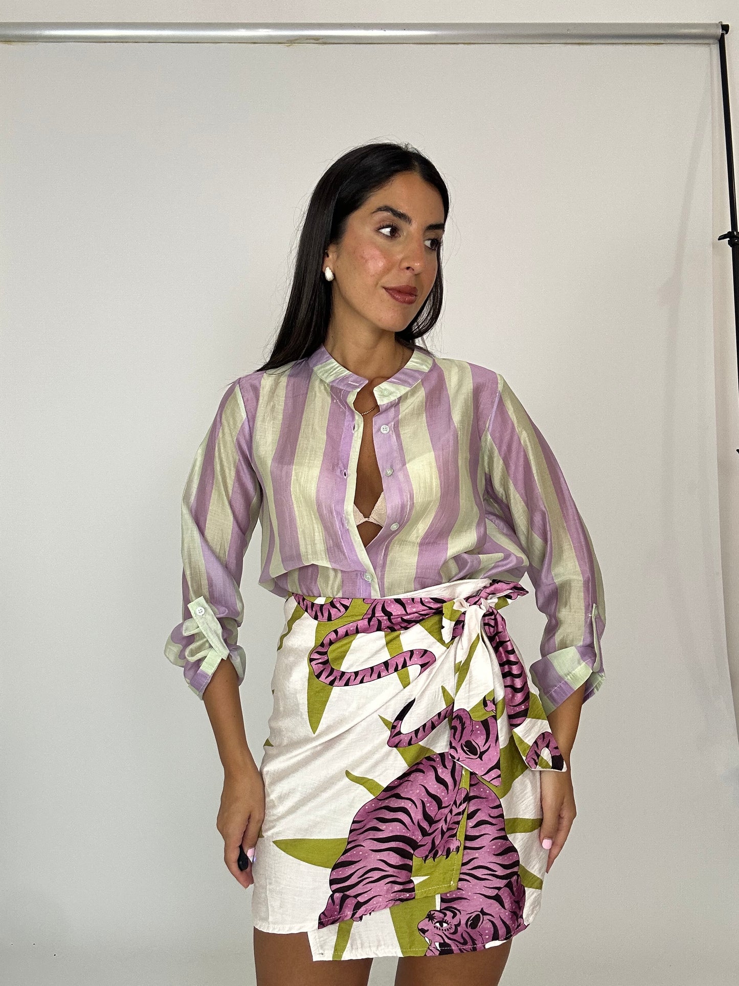 Gonna pareo bianca viola verde