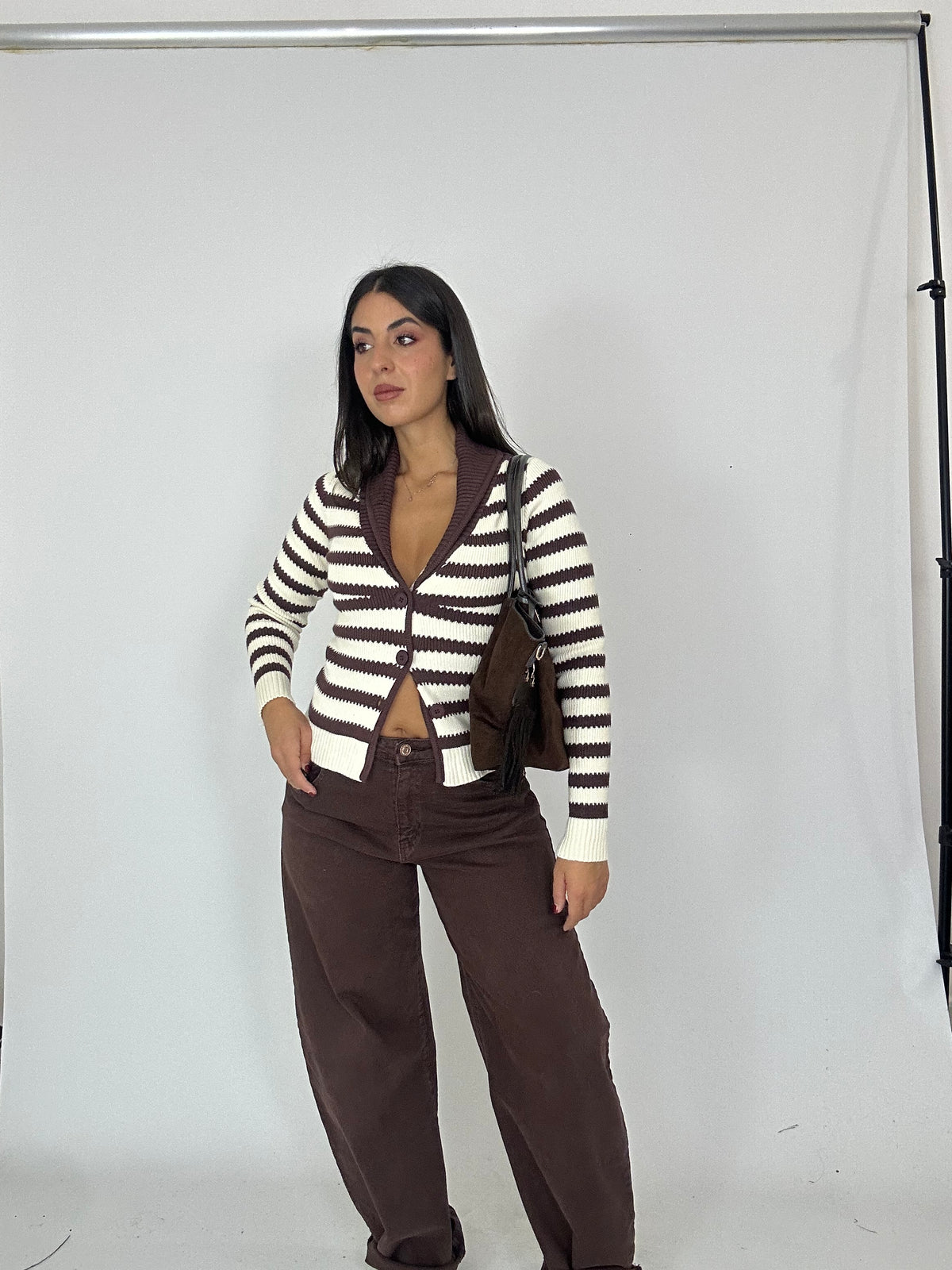 Cardigan monique bianco marrone