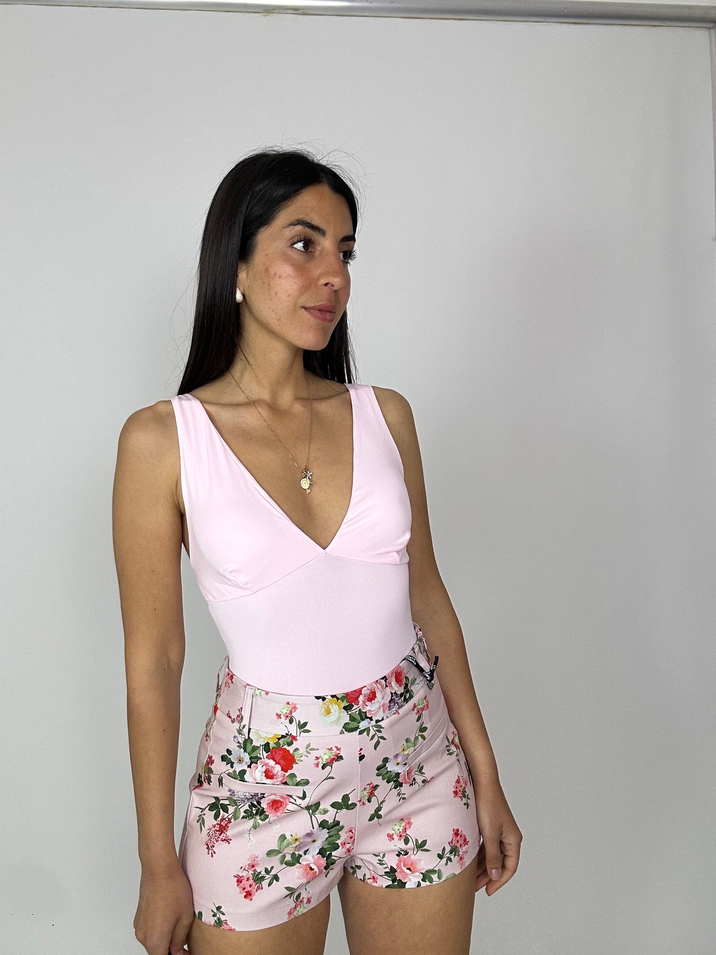 Pantaloncino lumina rosa con fiori