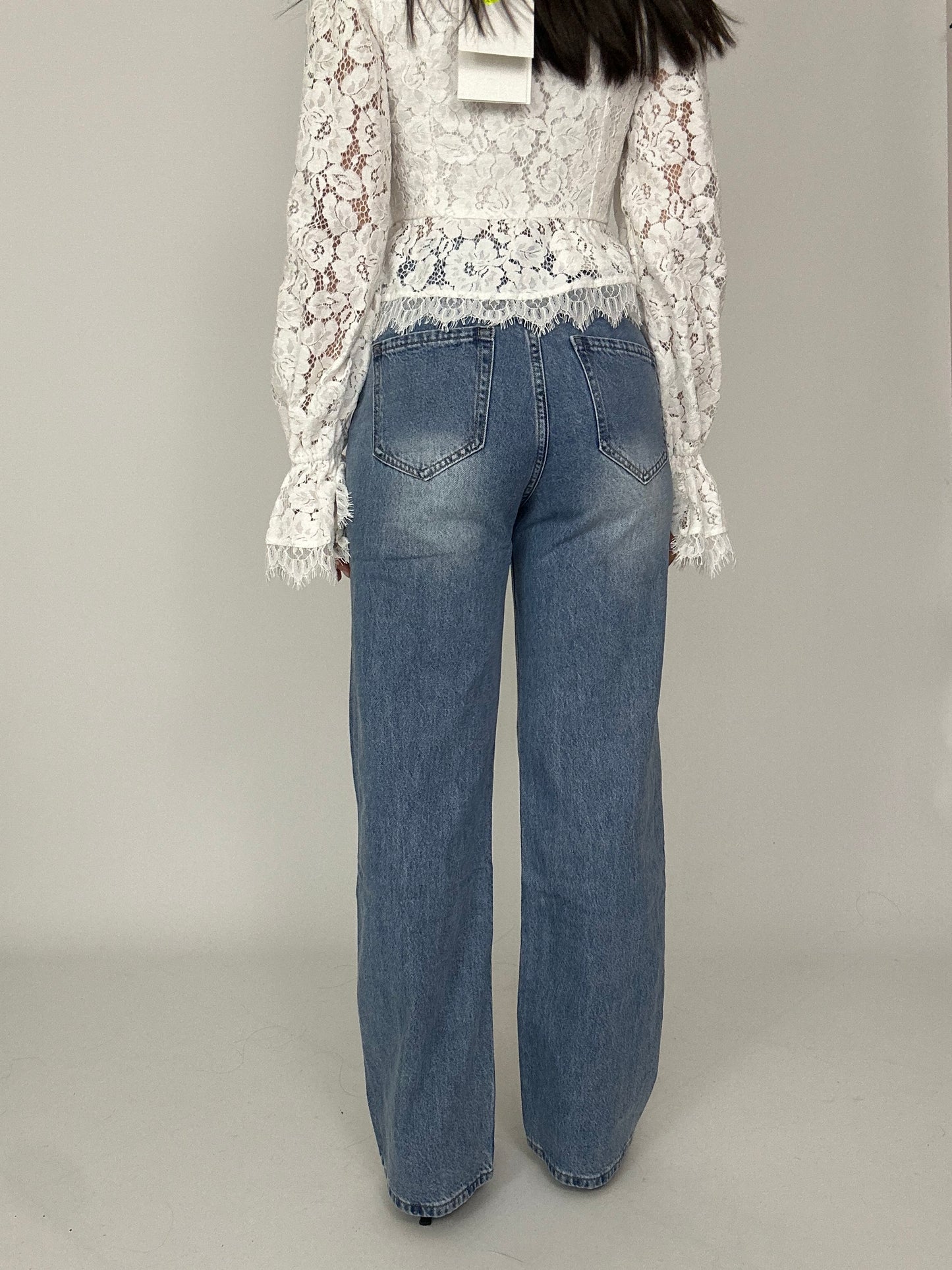 Denim gamba dritta poco elastico