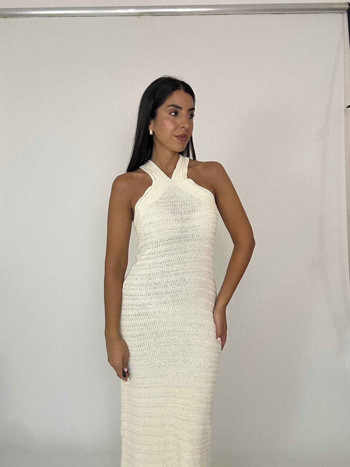 Abito crochet panna