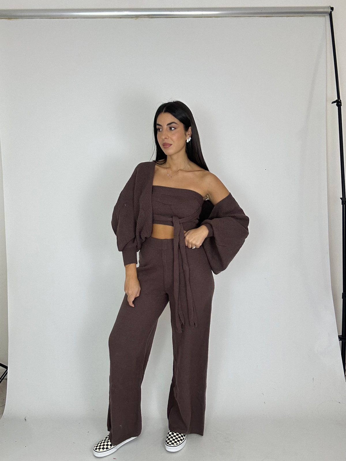 Coordinato lana marrone 3 pezzi