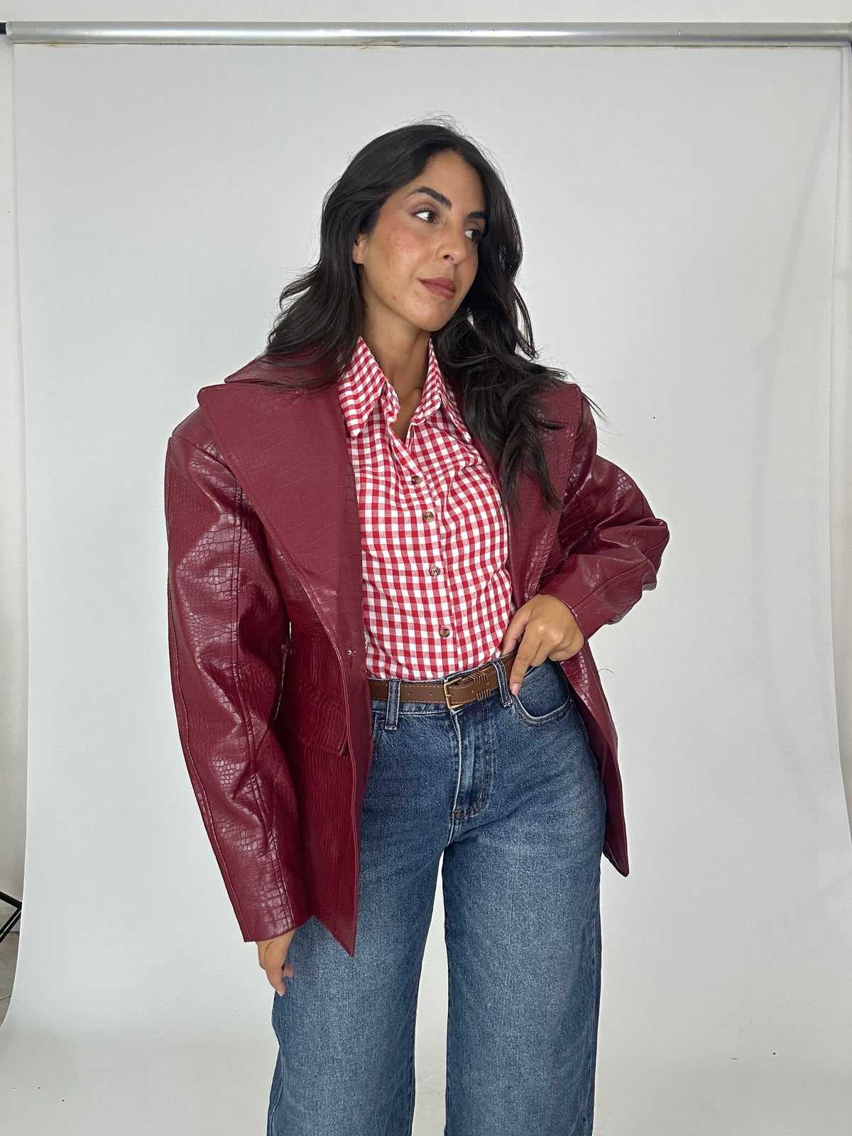 Blazer eco pelle strutturata