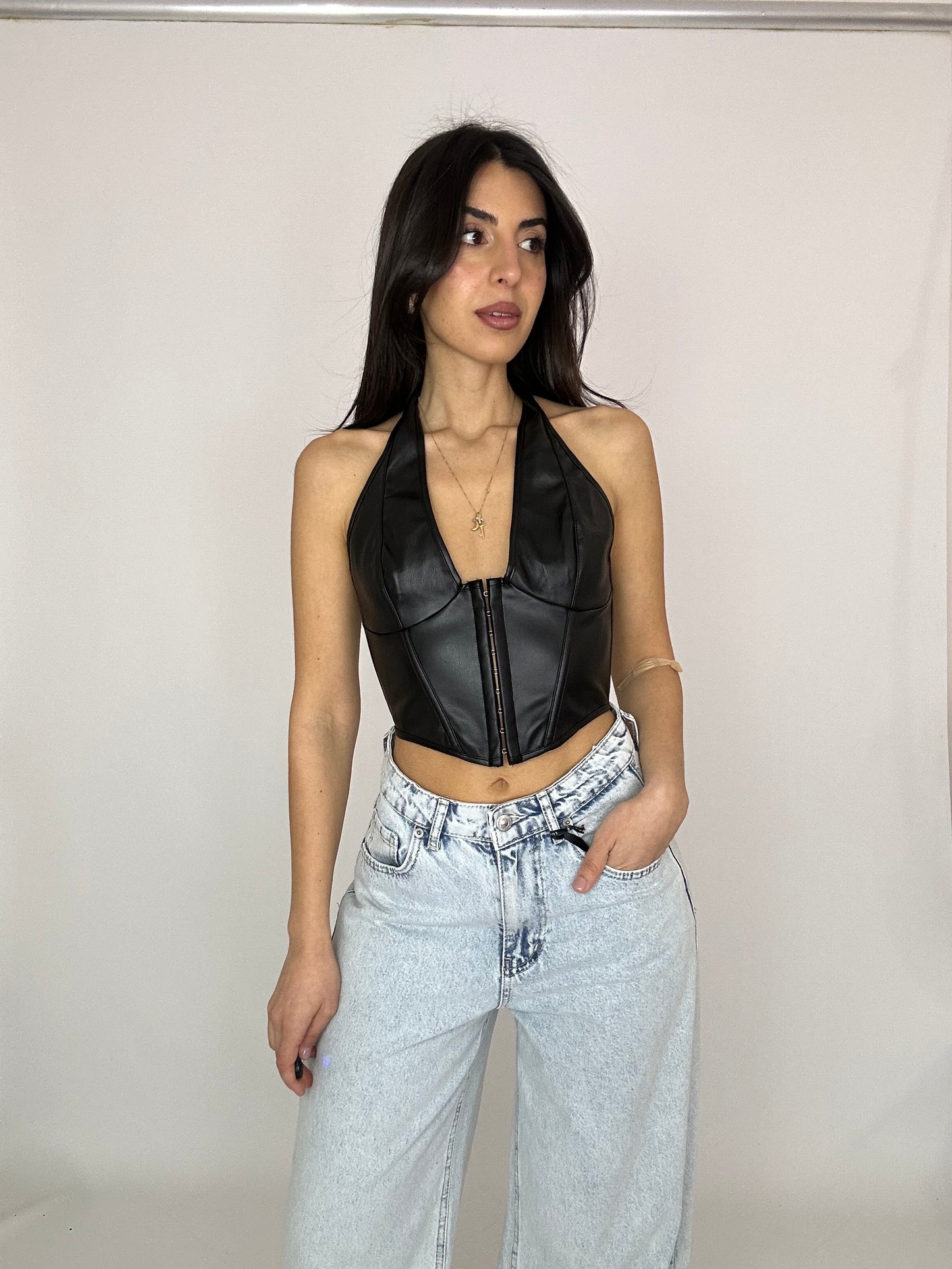 Top eco pelle nero