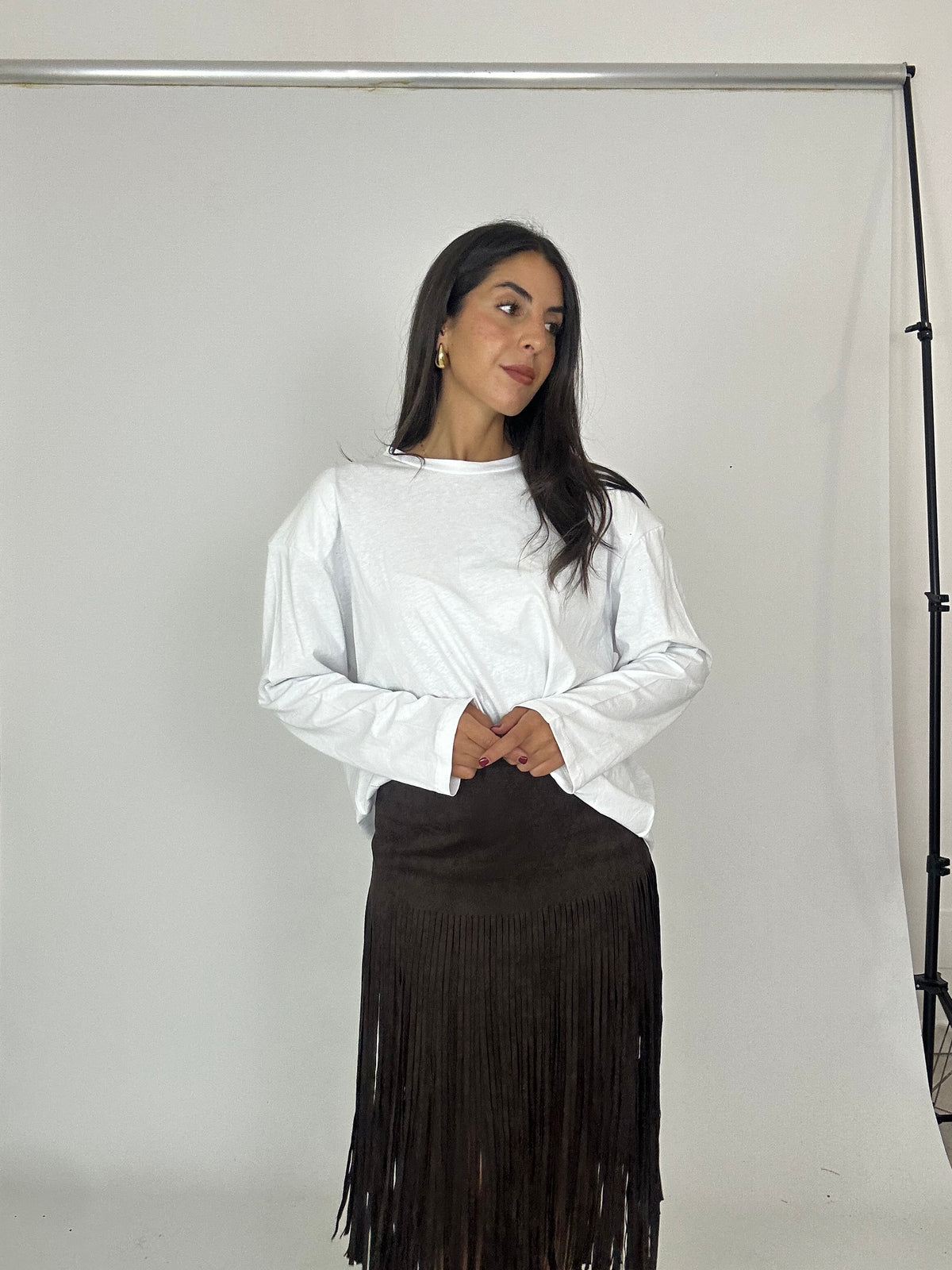 T-shirt over manica lunga con spallina
