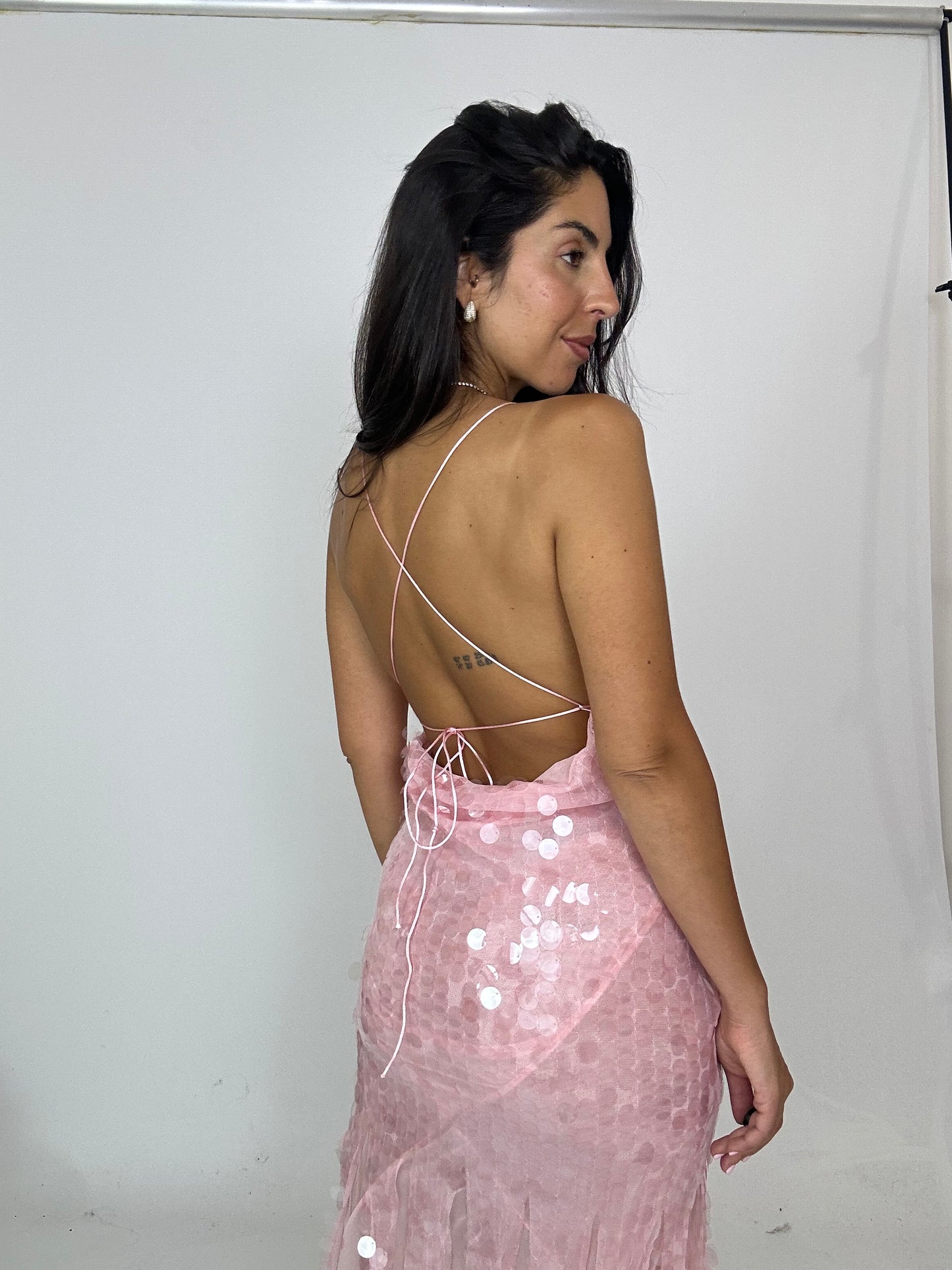 Abito rosa paillettes