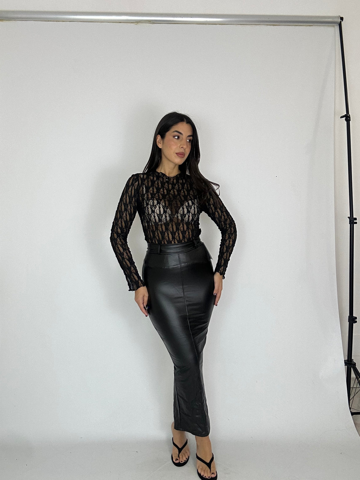 Longuette in eco pelle nera