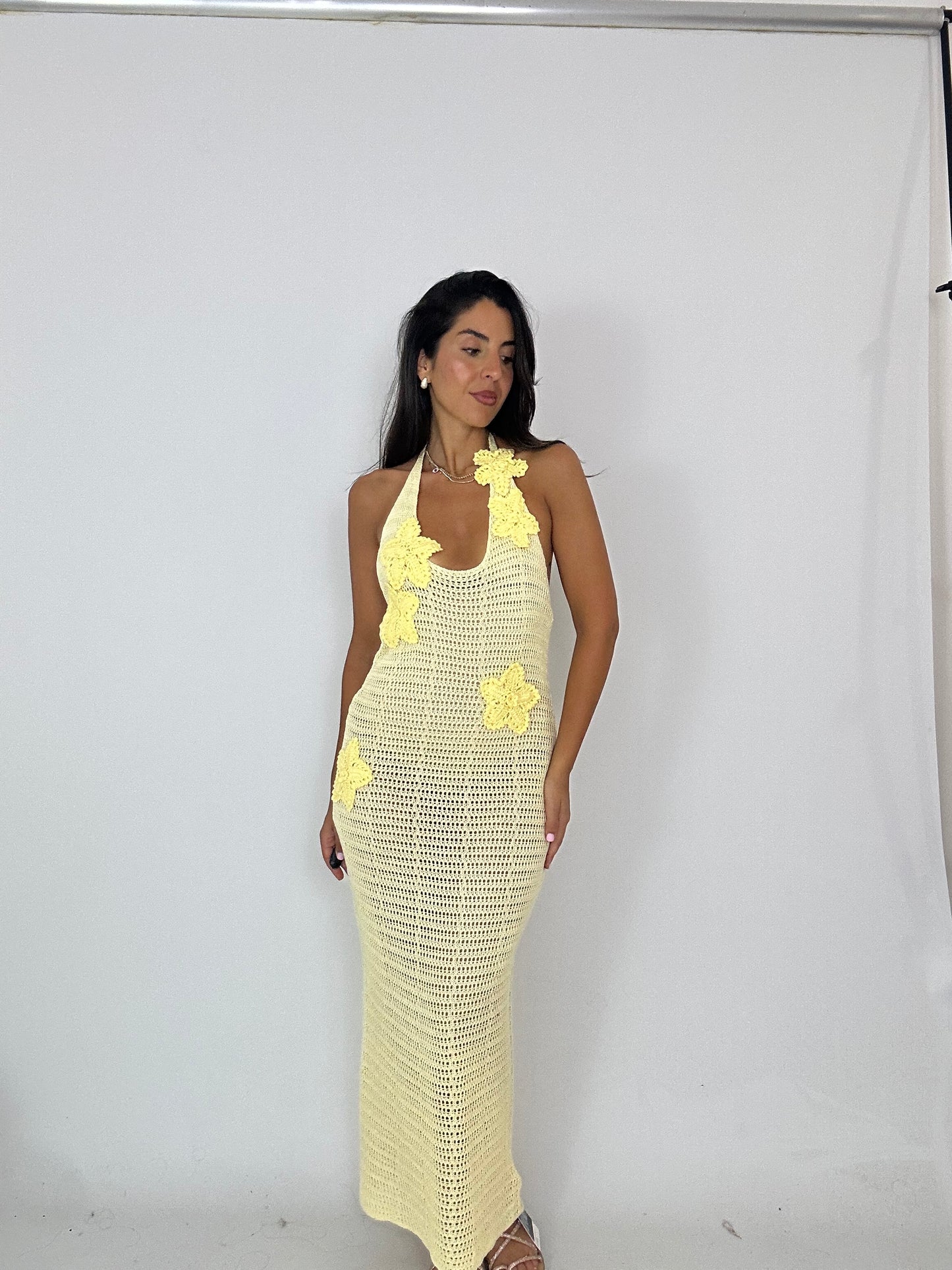 Abito crochet giallo