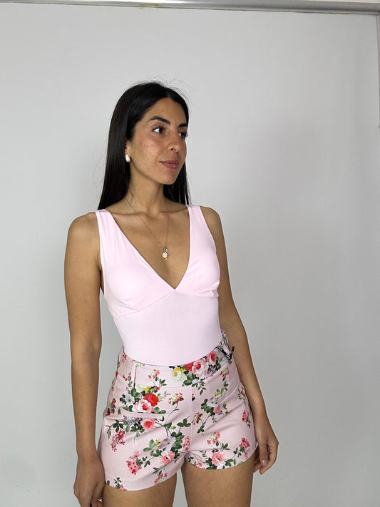 Pantaloncino lumina rosa con fiori