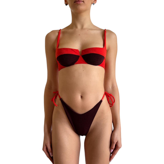 Bikini spugna con ferretto marrone arancione