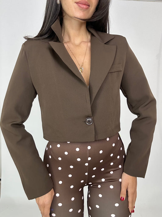 Blazer crop marrone