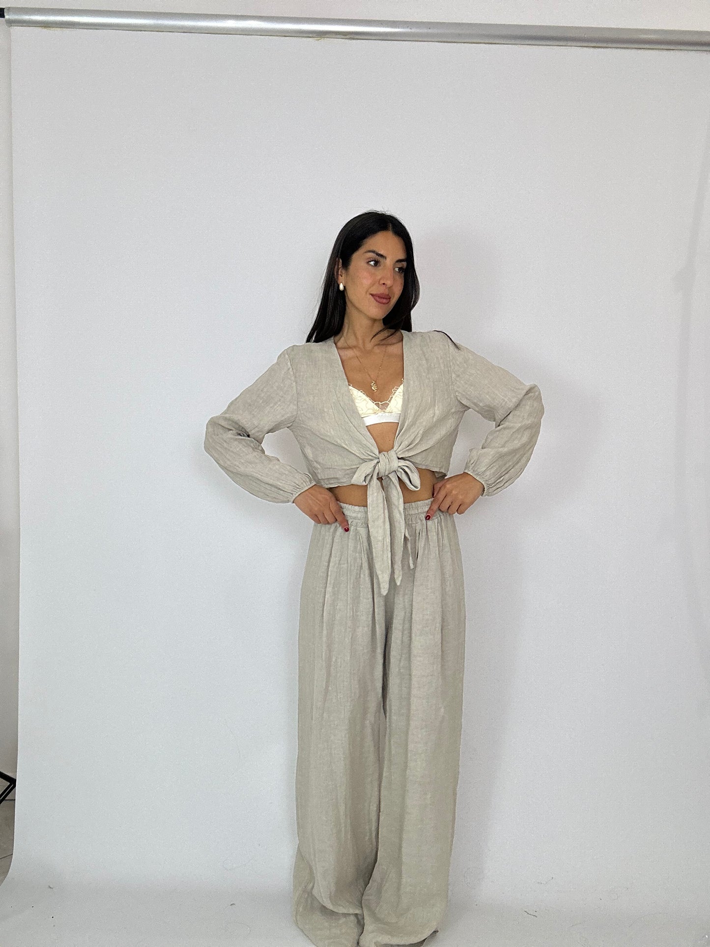 Completo 100% lino beige