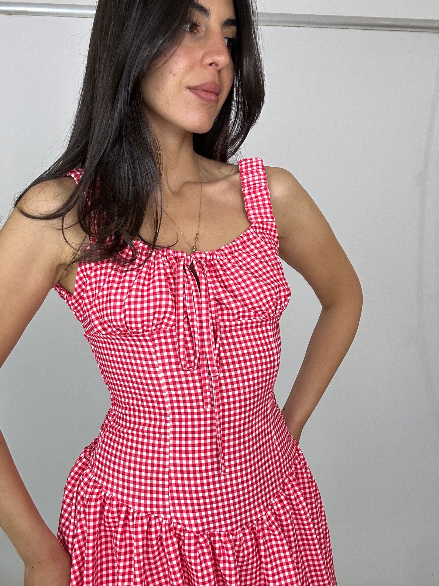 Vestito quadretti rosso bianco