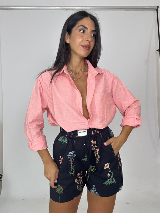 Pantaloncino blu con fiori
