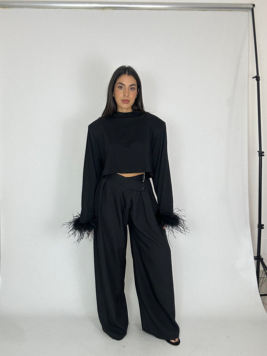 Pantalone gamba larga nero
