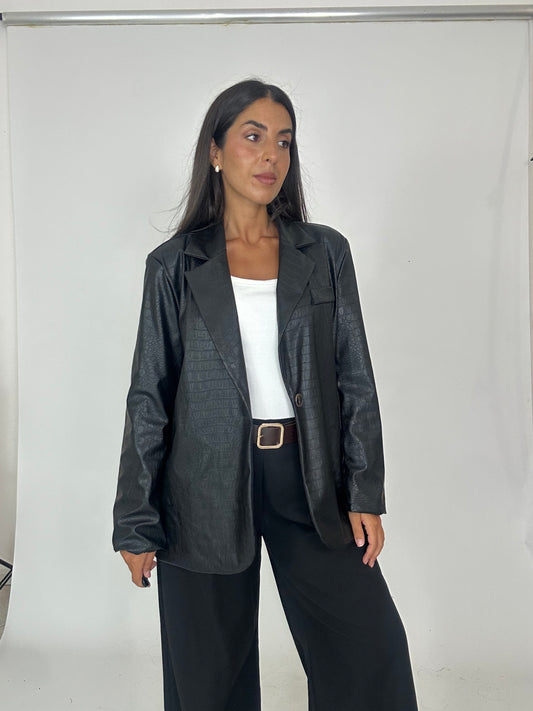 Blazer eco pelle nero