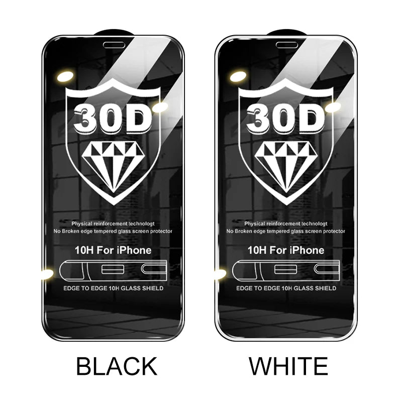 30D Full Cover Protective Glass On For iphone 15 13 12 11 14 PRO MAX X XR Screen Protector iPhone 15 14 Plus 7 8 Tempered Glass