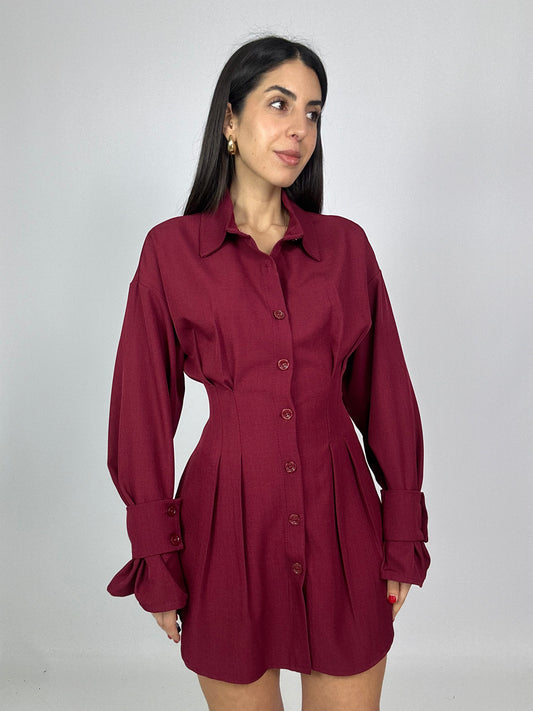 Camicia Dress Bordeaux Bottoni