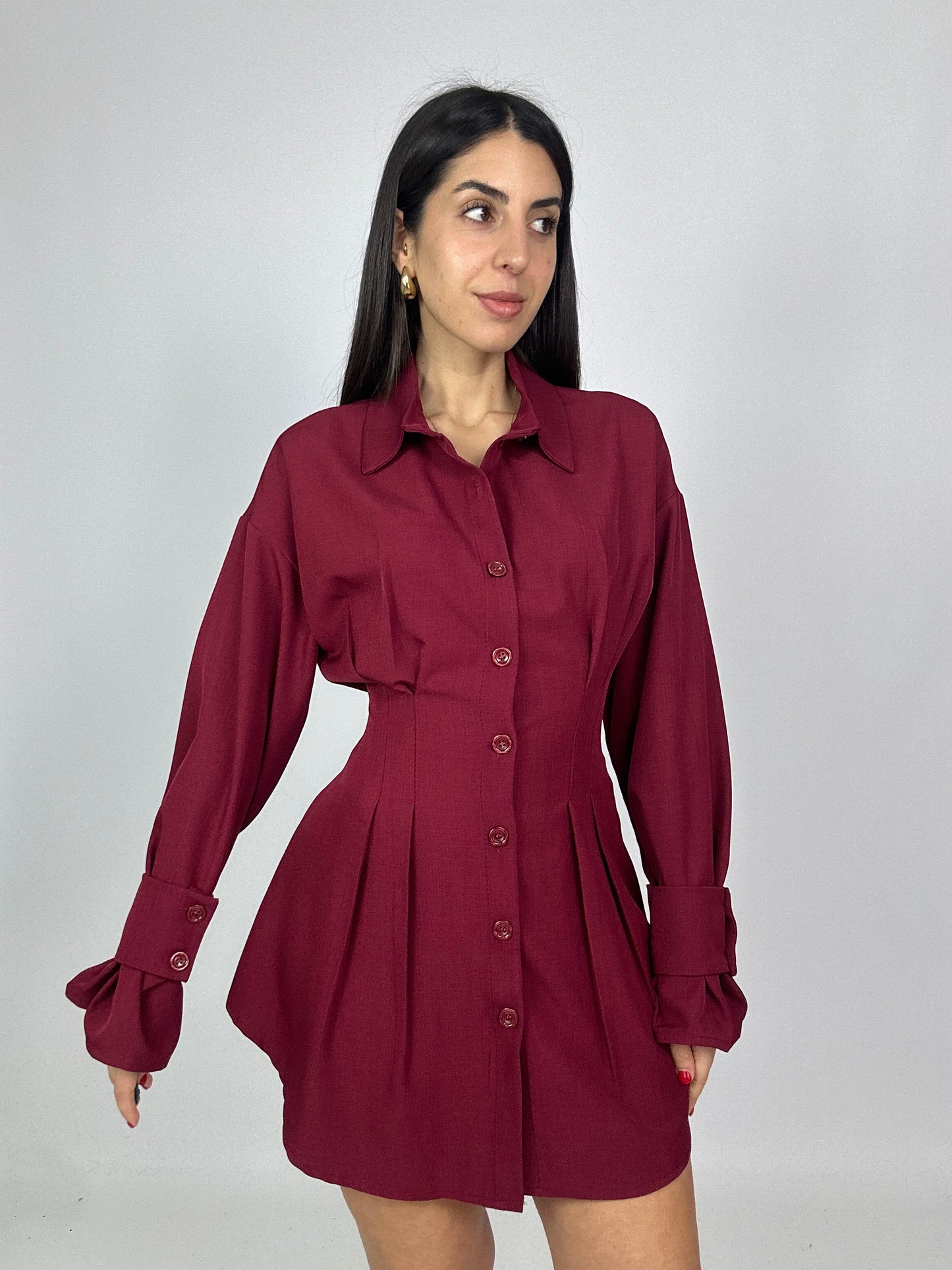 Camicia Dress Bordeaux Bottoni